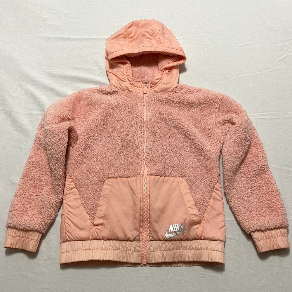 Nike Pink Sherpa Hooded Zip-up Size Kids Medium